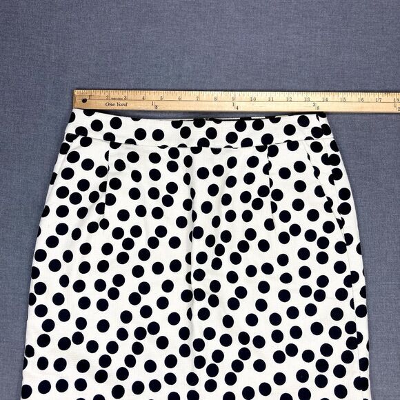 J. Crew Mini Skirt Womens 2 Cream Black Polka Dots High-Waisted Rockabilly Retro - Picture 7 of 12